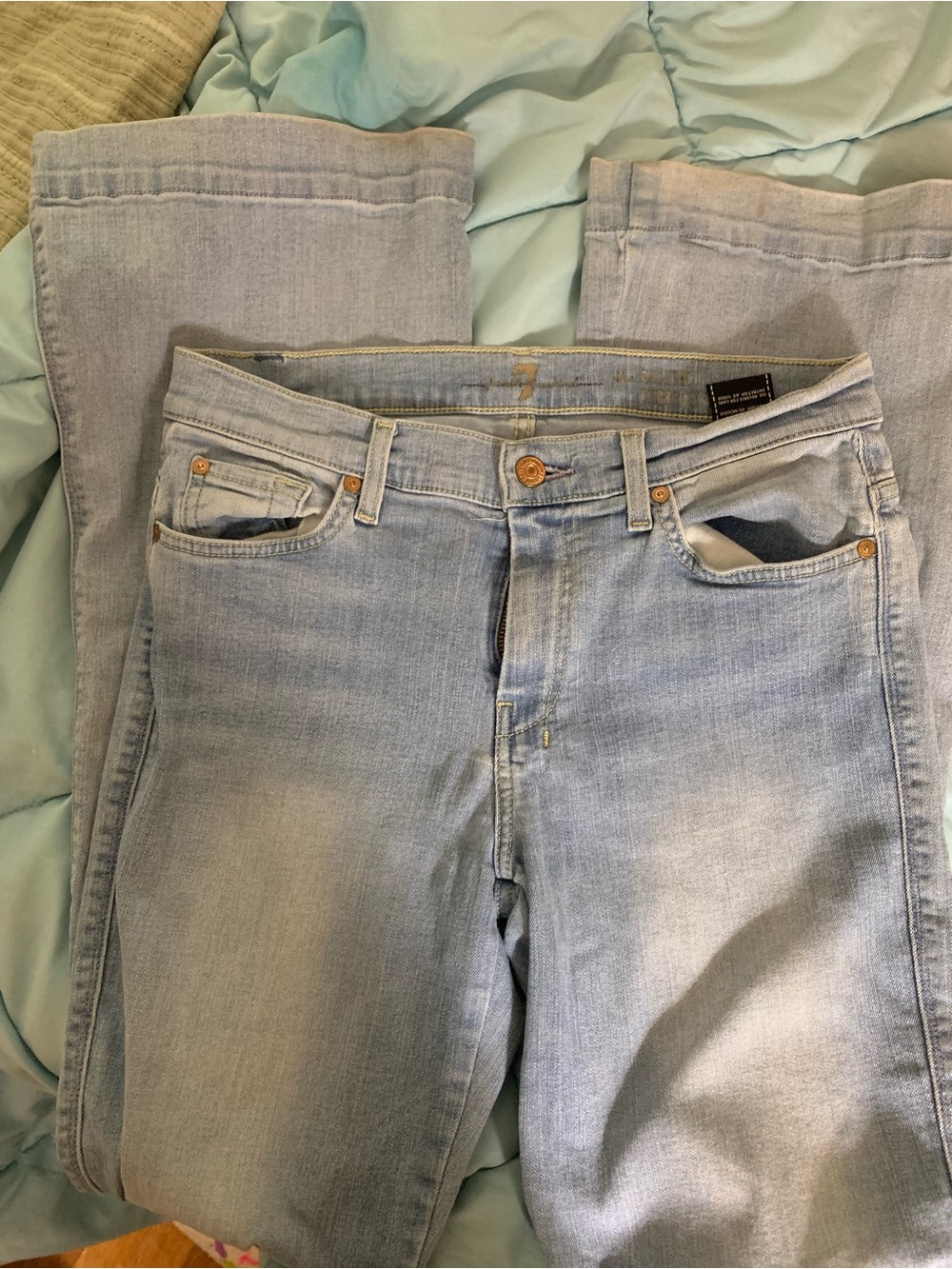 7 For All Mankind Light Blue Wide  Leg Jeans